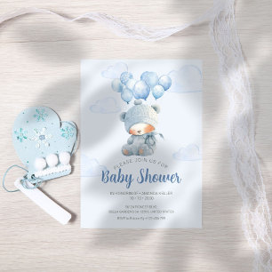 Sleeping Baby Beer Blue Balloons Baby shower Kaart