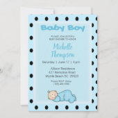 Sleeping Baby Boy Shower-uitnodiging Kaart (Voorkant)