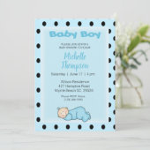 Sleeping Baby Boy Shower-uitnodiging Kaart (Staand voorkant)