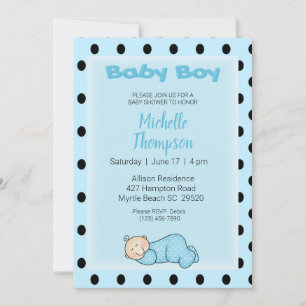 Sleeping Baby Boy Shower-uitnodiging Kaart