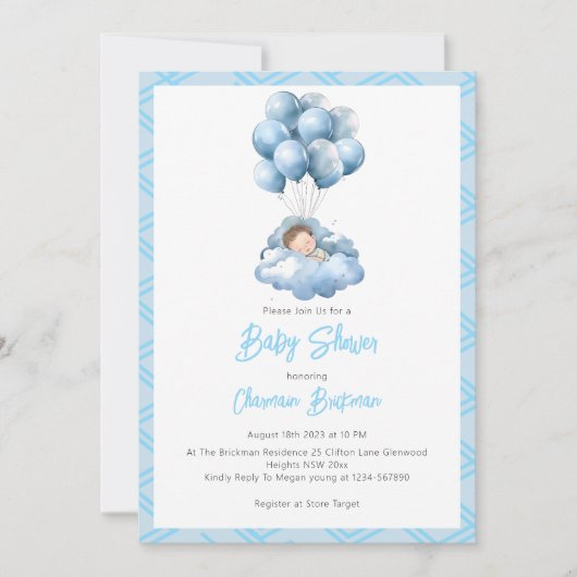 Sleeping Baby Clouds Boy Baby shower Kaart (Voorkant)