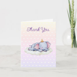 Sleeping Baby Elephant Baby Shower Thank You Card Bedankkaart