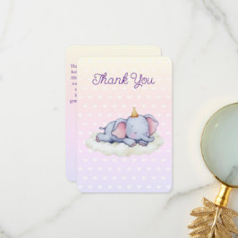 Sleeping Baby Elephant Baby Shower Thank You Card Bedankkaart