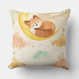 Sleeping Baby Fox Watercolor Pillow | Golden Moon Kussen