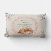 Sleeping Baby Girl Deer Birth Stats pillow Kussen (Voorkant)