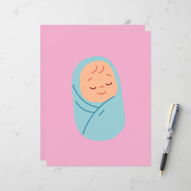 Sleeping Baby Swaddled in Blue (Voorkant / Achterkant in situ)