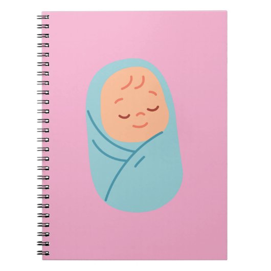 Sleeping Baby Swaddled in Blue Notitieboek (Voorkant)