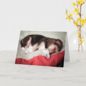 Sleeping Beagle Baby Kaart (Gele Bloem)