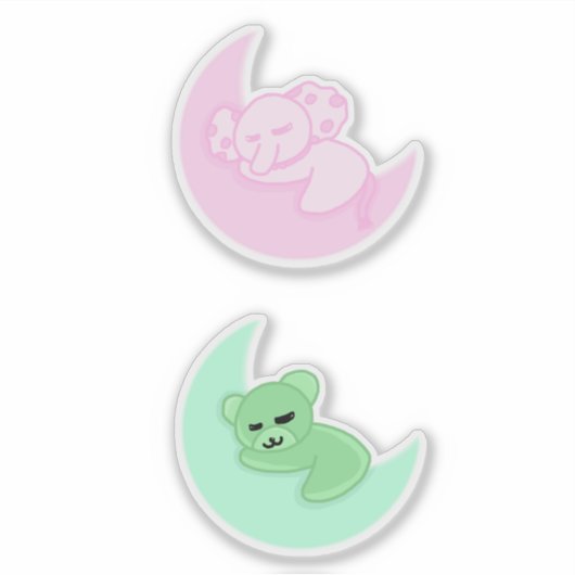 Sleeping Bear & Elephant Sticker Pack For Kids (Voorkant)