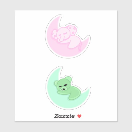 Sleeping Bear & Elephant Sticker Pack For Kids (Vel)