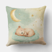 Sleeping Bear Nursery Pillow | Watercolor Clouds Kussen (Achterkant)
