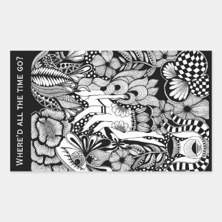 Sleeping Beauty – Monochrome Floral Hand-Drawn Art Rechthoekige Sticker
