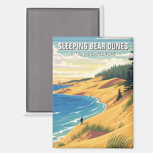 Sleeping Beer Dunes Michigan Reizen Magneet (Voorkant / Achterkant)