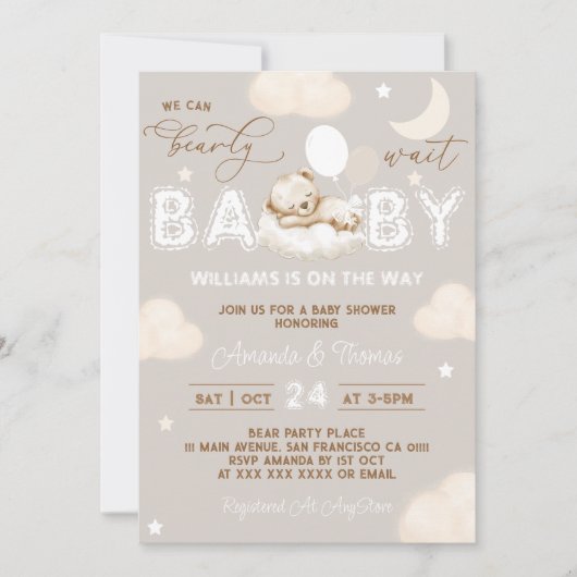 Sleeping Beer Neutral Balloons Baby shower Kaart (Voorkant)