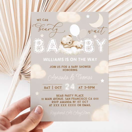 Sleeping Beer Neutral Balloons Baby shower Kaart