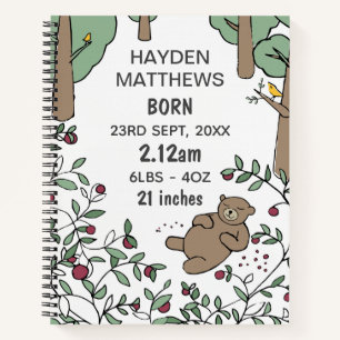 Sleeping Beer Woodland Persoonlijk Baby Notitieboek