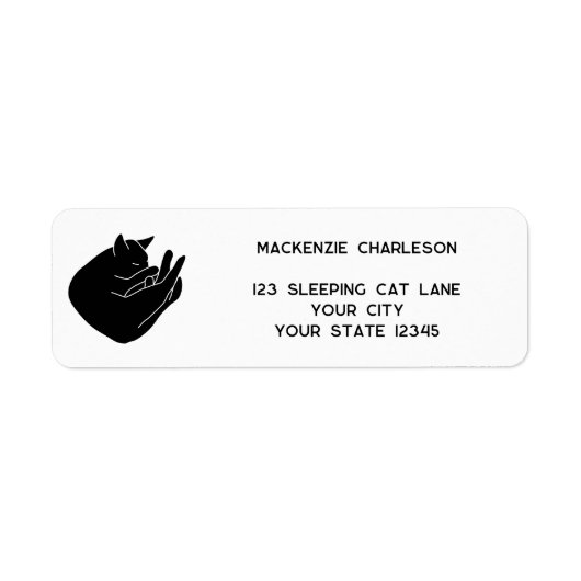 Sleeping Black Cat Return Address Label (Voorkant)