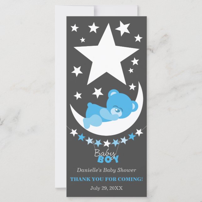 Sleeping Blue Boy Teddy Bear Dank je wel (Voorkant)