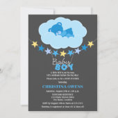 Sleeping Blue Boy Teddy Bear in Cloud Baby shower Kaart (Voorkant)