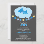 Sleeping Blue Boy Teddy Bear in Cloud Baby shower Kaart (Voorkant)