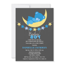 Sleeping Blue Boy Teddy Bear op het Baby shower Mo