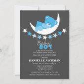 Sleeping Blue Boy Teddy Bear op het Baby shower Mo Kaart (Voorkant)