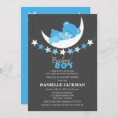 Sleeping Blue Boy Teddy Bear op het Baby shower Mo Kaart (Voorkant / Achterkant)