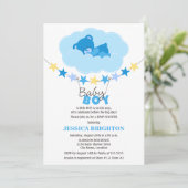 Sleeping Boy Teddy Bear in Cloud Baby shower Kaart (Staand voorkant)