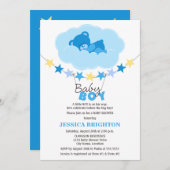 Sleeping Boy Teddy Bear in Cloud Baby shower Kaart (Voorkant / Achterkant)