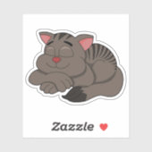 Sleeping brown cat cartoon - vinyl sticker (Vel)