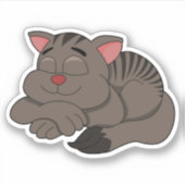 Sleeping brown cat cartoon - vinyl sticker (Voorkant)