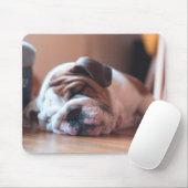 Sleeping Bulldog Bown and White Puppy Muismat (Met muis)