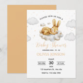 Sleeping Bunny Baby Shower Invitation Kaart (Voorkant / Achterkant)