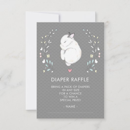 Sleeping Bunny Baby shower Luier Raffle Ticket Kaart (Voorkant)