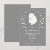 Sleeping Bunny Baby shower Luier Raffle Ticket Kaart (Voorkant / Achterkant)