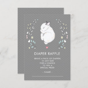 Sleeping Bunny Baby shower Luier Raffle Ticket Kaart