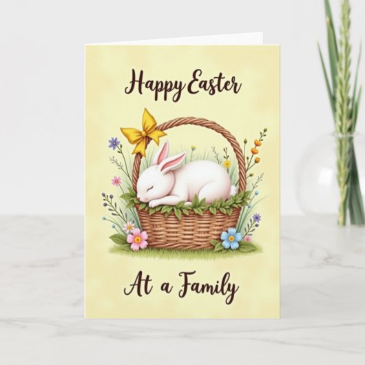 Sleeping Bunny Floral Basket Card Kaart (Voorkant)