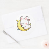 Sleeping Bunny Moon Easter Design Ronde Sticker (Envelop)
