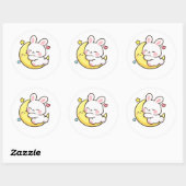 Sleeping Bunny Moon Easter Design Ronde Sticker (Vel)
