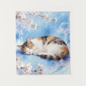 Sleeping Calico Dreaming of Hanami Wandkleed (Voorkant)