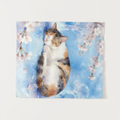 Sleeping Calico Dreaming of Hanami Wandkleed (Voorkant (horizontaal))