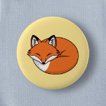 Sleeping Cartoon Fox on Yellow Ronde Button 5,7 Cm<br><div class="desc">Stylized cartoon drawing of a curled up sleeping fox.</div>