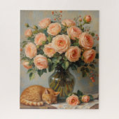 Sleeping Cat and Roses Legpuzzel (Verticaal)