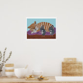Sleeping Cat and Sneaky Mice Poster (Keuken)