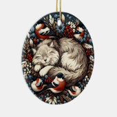Sleeping Cat & Bullfinches Ornament (Rechts)
