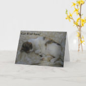 Sleeping Cat Get Well Soon Kaart #2 (Gele Bloem)