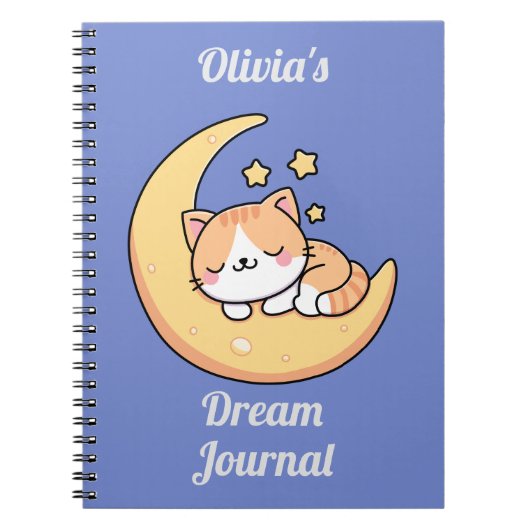 Sleeping Cat on a Moon Dream Journal op maat Notitieboek (Voorkant)