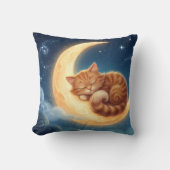 Sleeping Cat on Moon Nursery Throw Pillow Kussen (Voorkant)