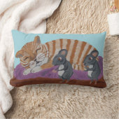 Sleeping Cat with Sneaky Mice Throw Pillow Kussen (Deken)