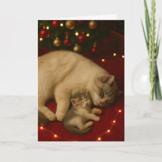 Sleeping Cats Christmas Folded Greeting Kaart